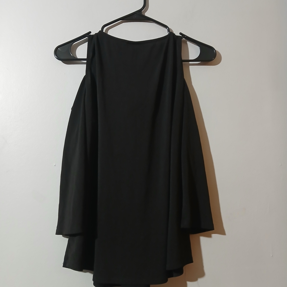 Iz Byer Black Cold Shoulder Lace-Up Blouse Women's Size XL Goth Grunge - Picture 5 of 5